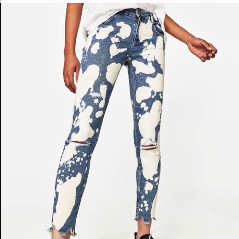 Zara distressed bleached skinny jeans size 8